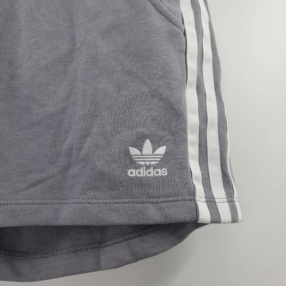 Adidas Gray Athletic Shorts Logo 3 Stripes Big Kids - Picture 3 of 6